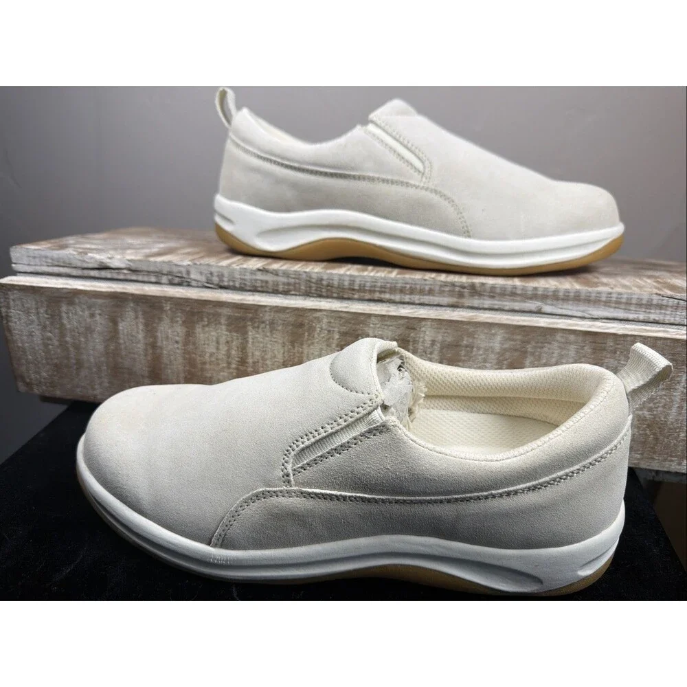 Lands' End Women's Cream Suede Slip On Sneakers/Shoes Sz 7.5 NWOB
